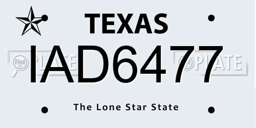 IAD6477 Texas License Plate