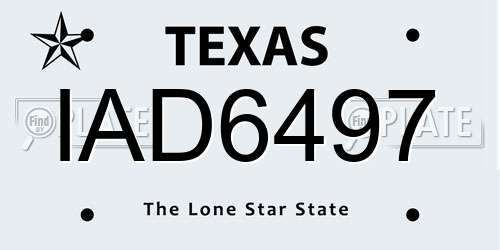 IAD6497 Texas License Plate