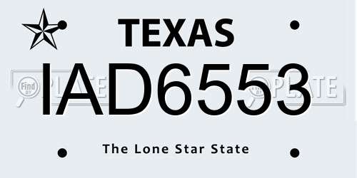 IAD6553 Texas License Plate