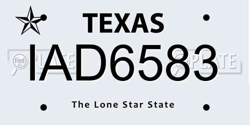 IAD6583 Texas License Plate