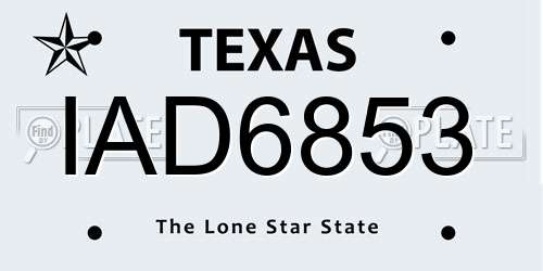 IAD6853 Texas License Plate