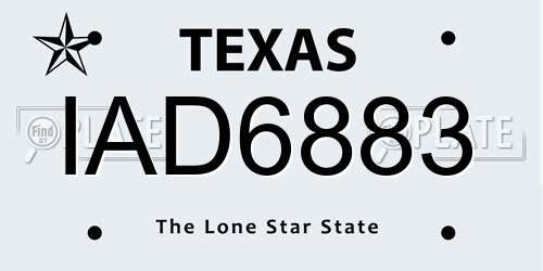 IAD6883 Texas License Plate