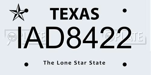 IAD8422 Texas License Plate