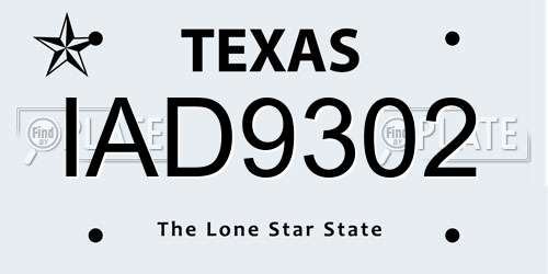 IAD9302 Texas License Plate
