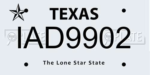 IAD9902 Texas License Plate