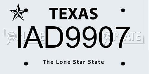 IAD9907 Texas License Plate