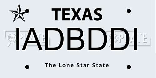 IADBDDI Texas License Plate