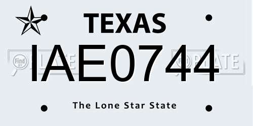 IAE0744 Texas License Plate