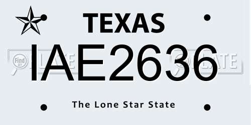 IAE2636 Texas License Plate