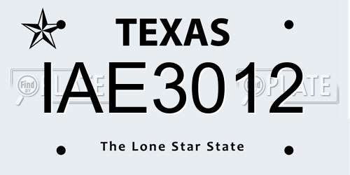 IAE3012 Texas License Plate