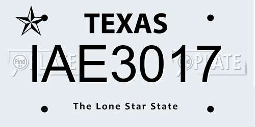 IAE3017 Texas License Plate