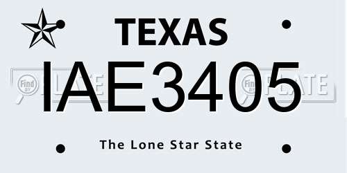 IAE3405 Texas License Plate