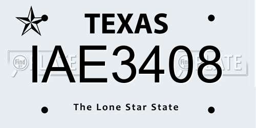 IAE3408 Texas License Plate