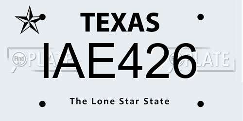 IAE426 Texas License Plate