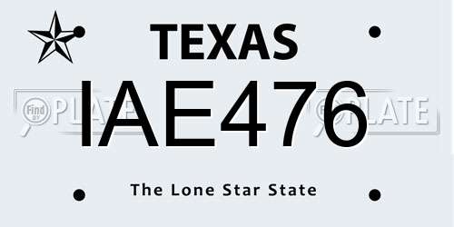 IAE476 Texas License Plate