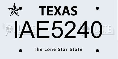 IAE5240 Texas License Plate
