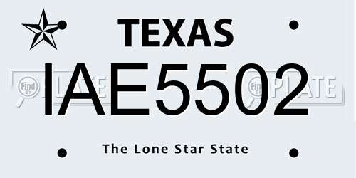 IAE5502 Texas License Plate