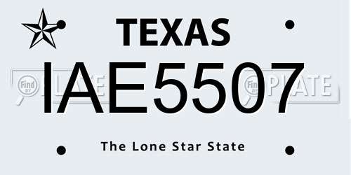 IAE5507 Texas License Plate