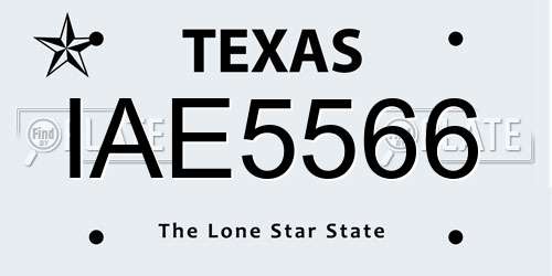 IAE5566 Texas License Plate