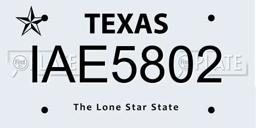IAE5802 Texas License Plate