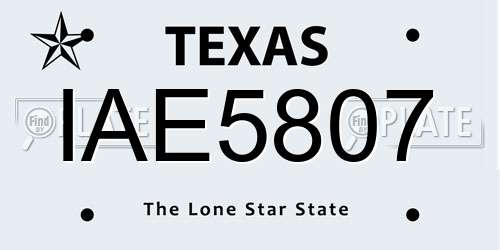 IAE5807 Texas License Plate