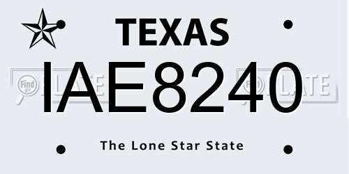 IAE8240 Texas License Plate