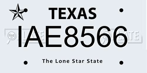IAE8566 Texas License Plate