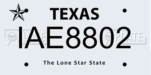 IAE8802 Texas License Plate