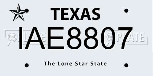 IAE8807 Texas License Plate