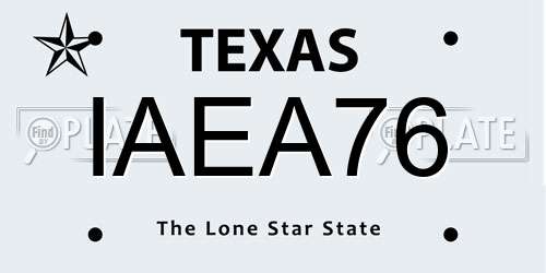 IAEA76 Texas License Plate