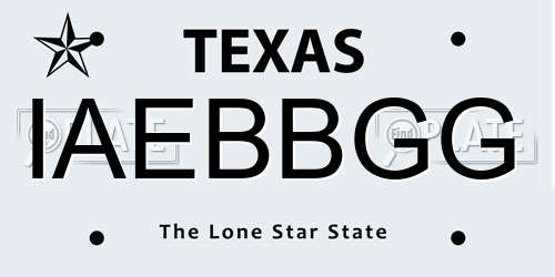 IAEBBGG Texas License Plate
