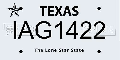IAG1422 Texas License Plate