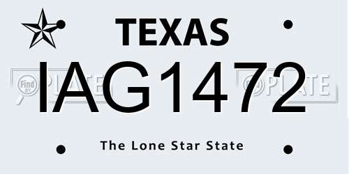 IAG1472 Texas License Plate