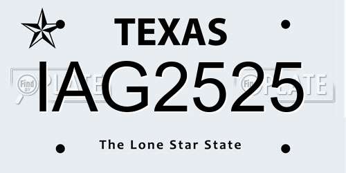 IAG2525 Texas License Plate
