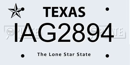 IAG2894 Texas License Plate