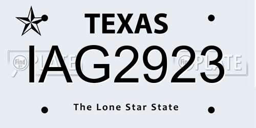 IAG2923 Texas License Plate
