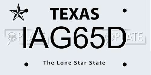 IAG65D Texas License Plate