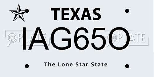IAG65O Texas License Plate