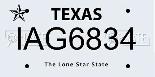 IAG6834 Texas License Plate
