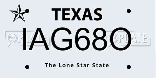 IAG68O Texas License Plate