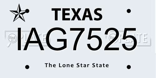 IAG7525 Texas License Plate