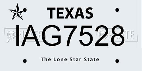 IAG7528 Texas License Plate