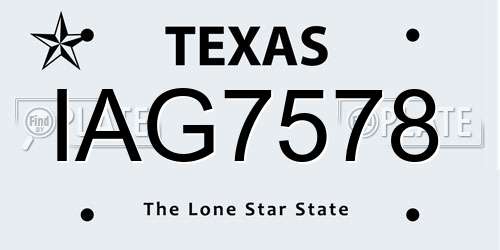 IAG7578 Texas License Plate