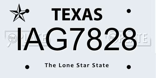 IAG7828 Texas License Plate