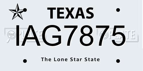 IAG7875 Texas License Plate