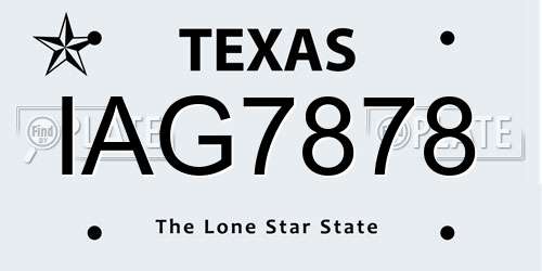 IAG7878 Texas License Plate