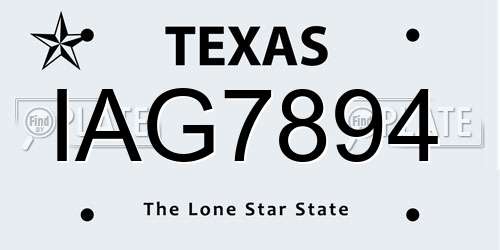 IAG7894 Texas License Plate