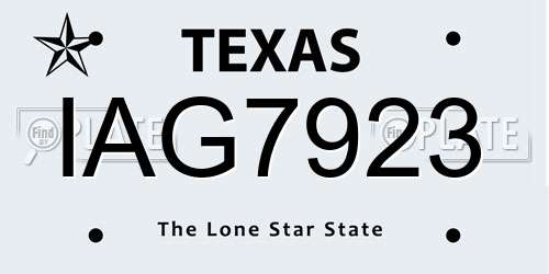 IAG7923 Texas License Plate