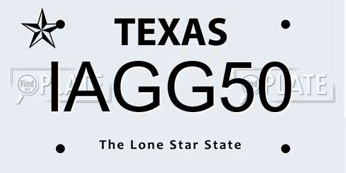 IAGG50 Texas License Plate
