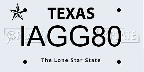 IAGG80 Texas License Plate